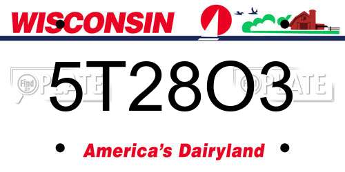 5T28O3 Wisconsin License Plate