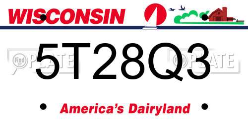 5T28Q3 Wisconsin License Plate