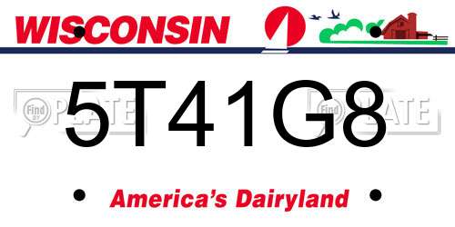 5T41G8 Wisconsin License Plate