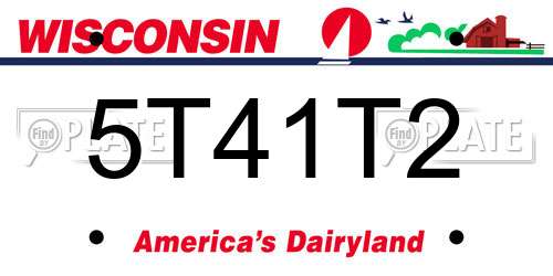 5T41T2 Wisconsin License Plate