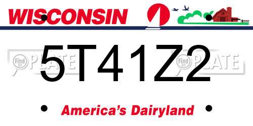 5T41Z2 Wisconsin License Plate