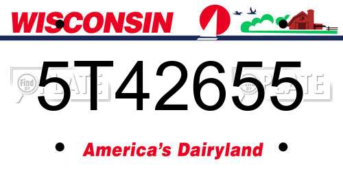 5T42655 Wisconsin License Plate