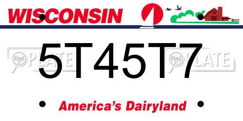 5T45T7 Wisconsin License Plate