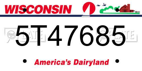 5T47685 Wisconsin License Plate