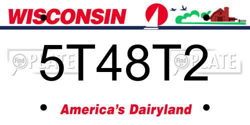 5T48T2 Wisconsin License Plate