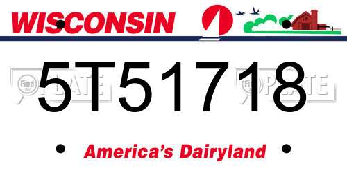 5T51718 Wisconsin License Plate