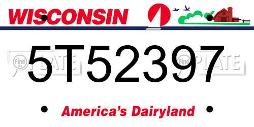 5T52397 Wisconsin License Plate
