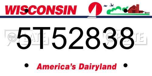 5T52838 Wisconsin License Plate