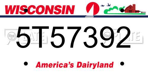 5T57392 Wisconsin License Plate