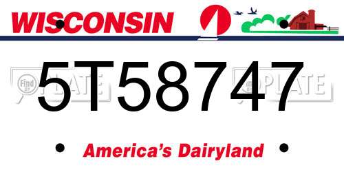 5T58747 Wisconsin License Plate