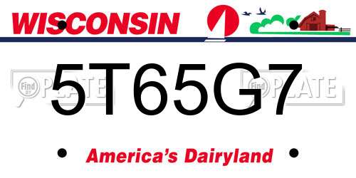5T65G7 Wisconsin License Plate