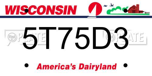 5T75D3 Wisconsin License Plate
