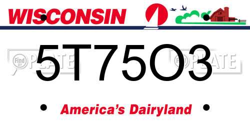 5T75O3 Wisconsin License Plate