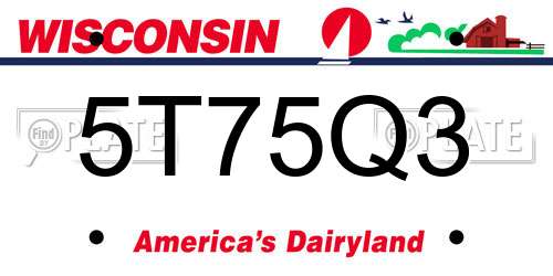 5T75Q3 Wisconsin License Plate