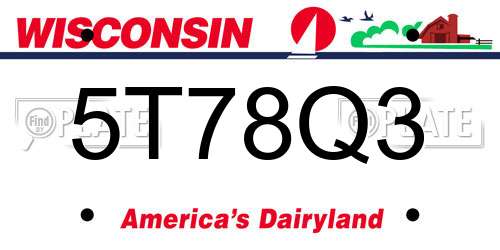 5T78Q3 Wisconsin License Plate