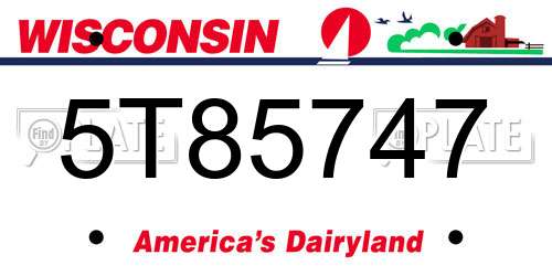 5T85747 Wisconsin License Plate