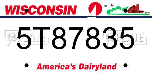 5T87835 Wisconsin License Plate