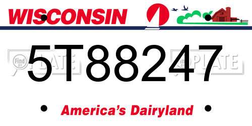 5T88247 Wisconsin License Plate