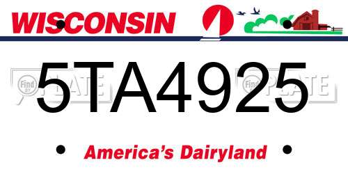 5TA4925 Wisconsin License Plate