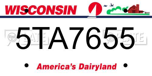5TA7655 Wisconsin License Plate