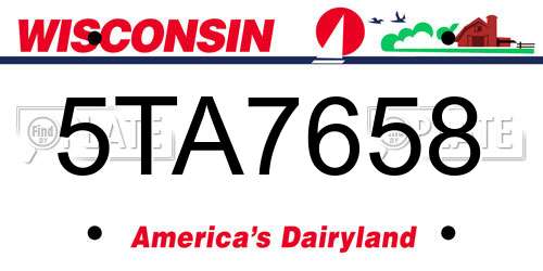 5TA7658 Wisconsin License Plate