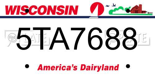 5TA7688 Wisconsin License Plate