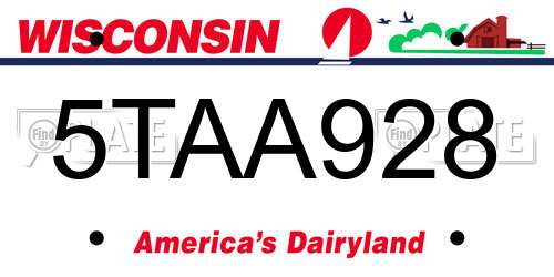 5TAA928 Wisconsin License Plate