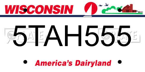 5TAH555 Wisconsin License Plate