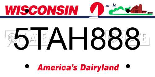 5TAH888 Wisconsin License Plate