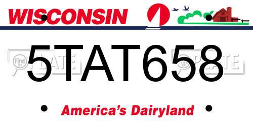 5TAT658 Wisconsin License Plate