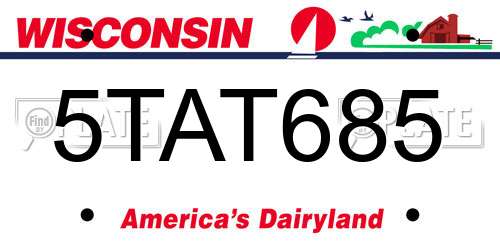 5TAT685 Wisconsin License Plate