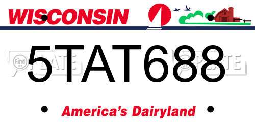 5TAT688 Wisconsin License Plate