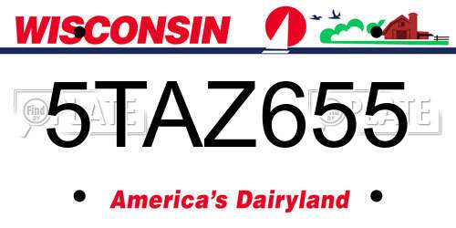 5TAZ655 Wisconsin License Plate