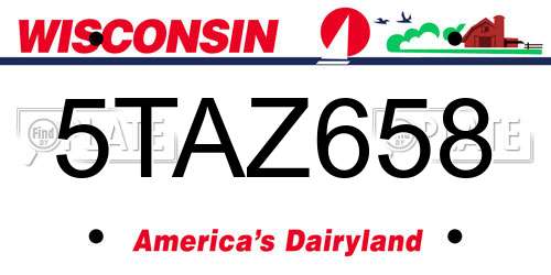 5TAZ658 Wisconsin License Plate