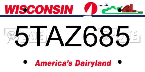 5TAZ685 Wisconsin License Plate