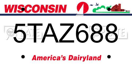 5TAZ688 Wisconsin License Plate