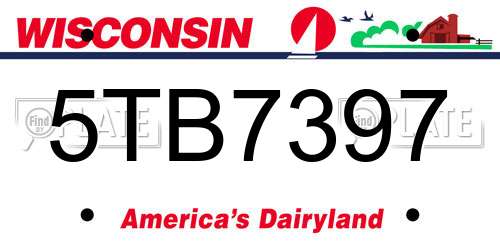 5TB7397 Wisconsin License Plate