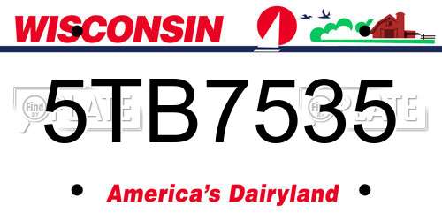 5TB7535 Wisconsin License Plate