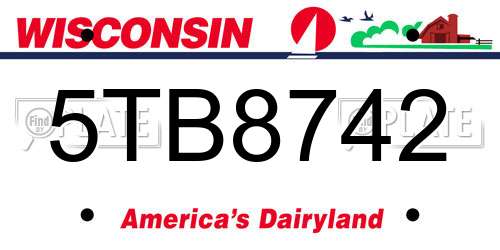 5TB8742 Wisconsin License Plate