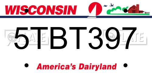 5TBT397 Wisconsin License Plate