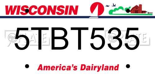 5TBT535 Wisconsin License Plate