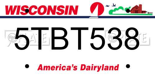 5TBT538 Wisconsin License Plate