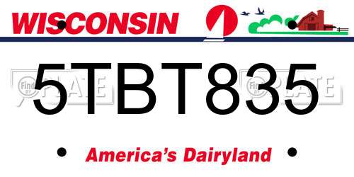 5TBT835 Wisconsin License Plate