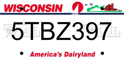5TBZ397 Wisconsin License Plate