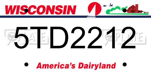 5TD2212 Wisconsin License Plate