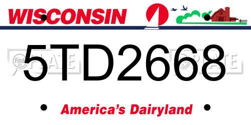 5TD2668 Wisconsin License Plate