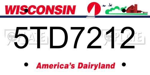 5TD7212 Wisconsin License Plate