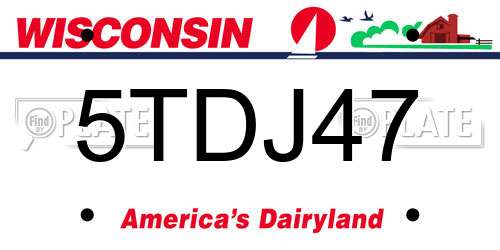 5TDJ47 Wisconsin License Plate