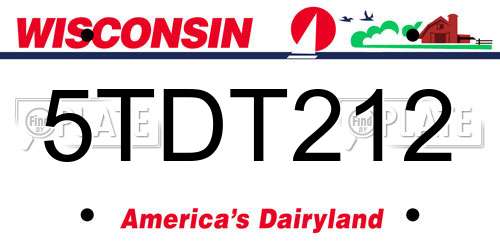5TDT212 Wisconsin License Plate