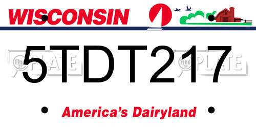 5TDT217 Wisconsin License Plate